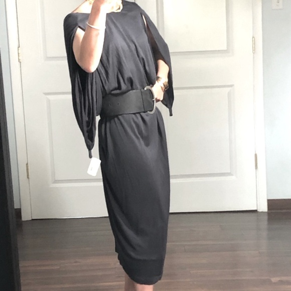 Halston Grecian midi dress open back NWT size 10 - Picture 6 of 11